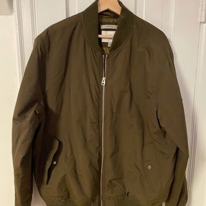 Mens Olive Green Zip-Up Bomber Jacket in XL